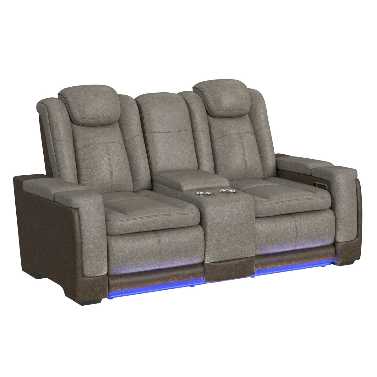 Lantana Power Motion Loveseat with Power Headrest, Led, and Console