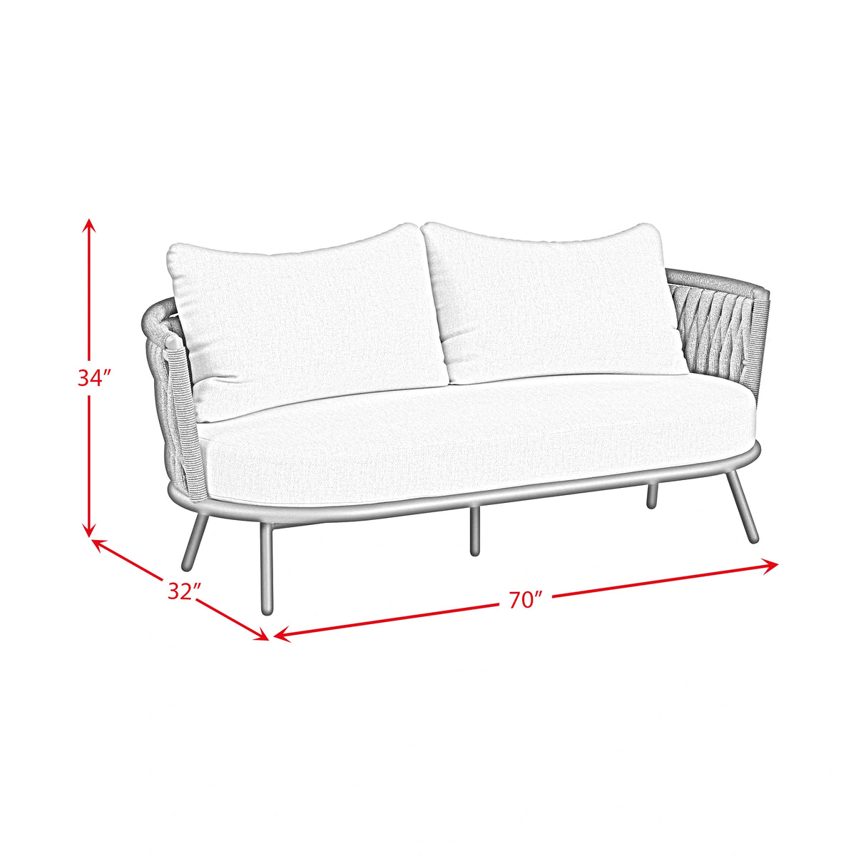 Bali Loveseat with Olefin Grey in Dark Grey