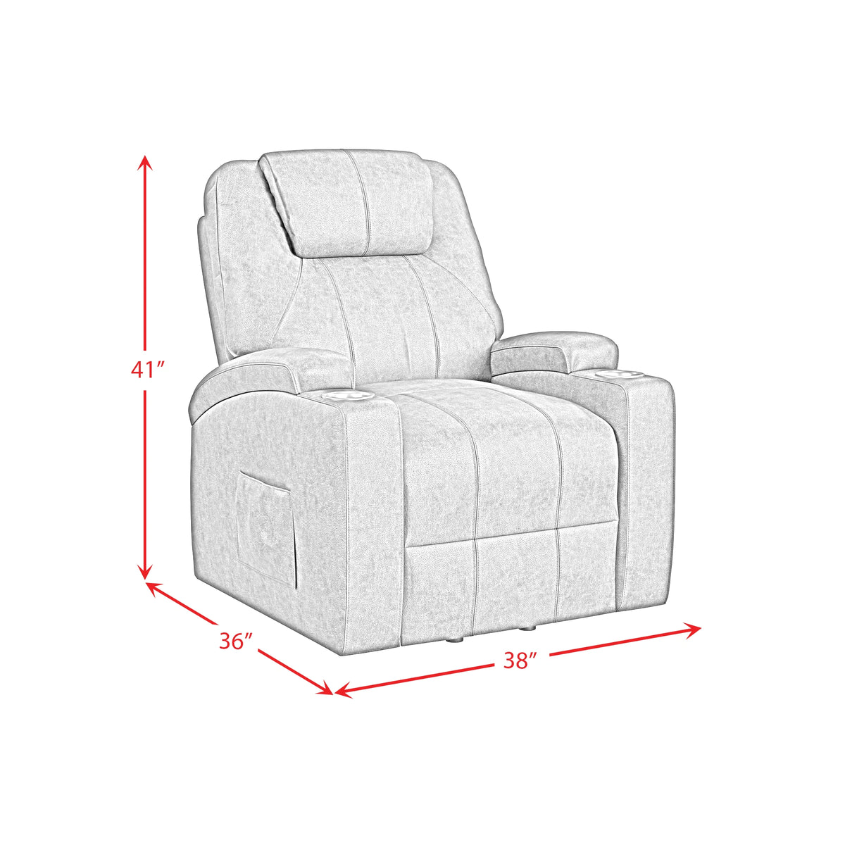 Kenmore P1 Lift Chair with Heat Massage in Simba DK Grey