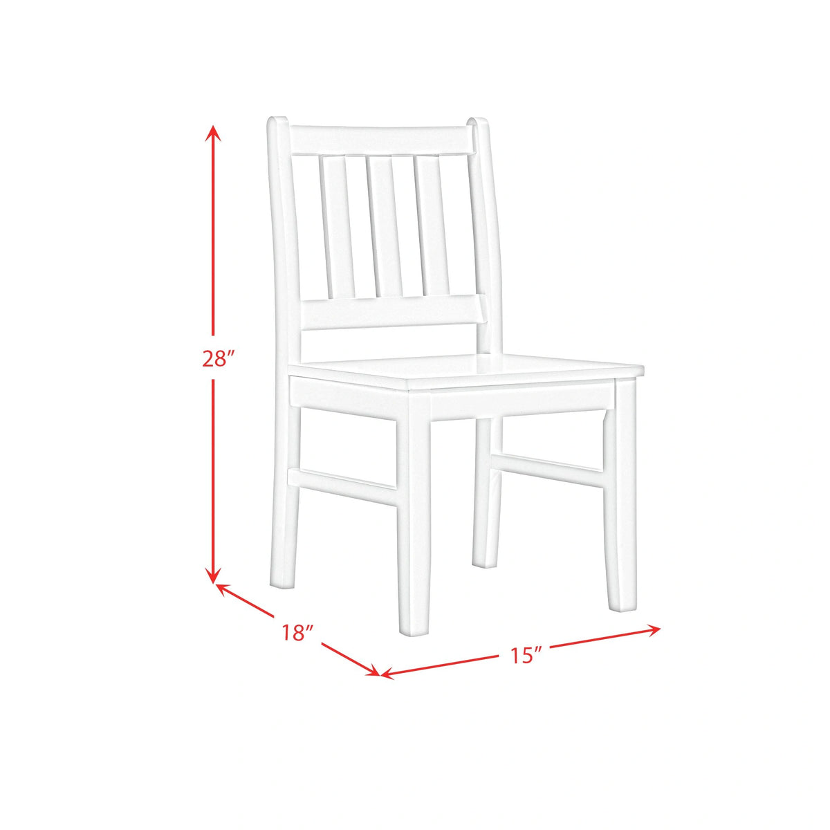 Travis Youth 5PC Dining Set with Table and 4 Chairs in White