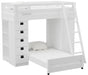 Elements International Cali Kids Twin Over Twin Super Loft Bed and Ladder with Desk and Storage in White image