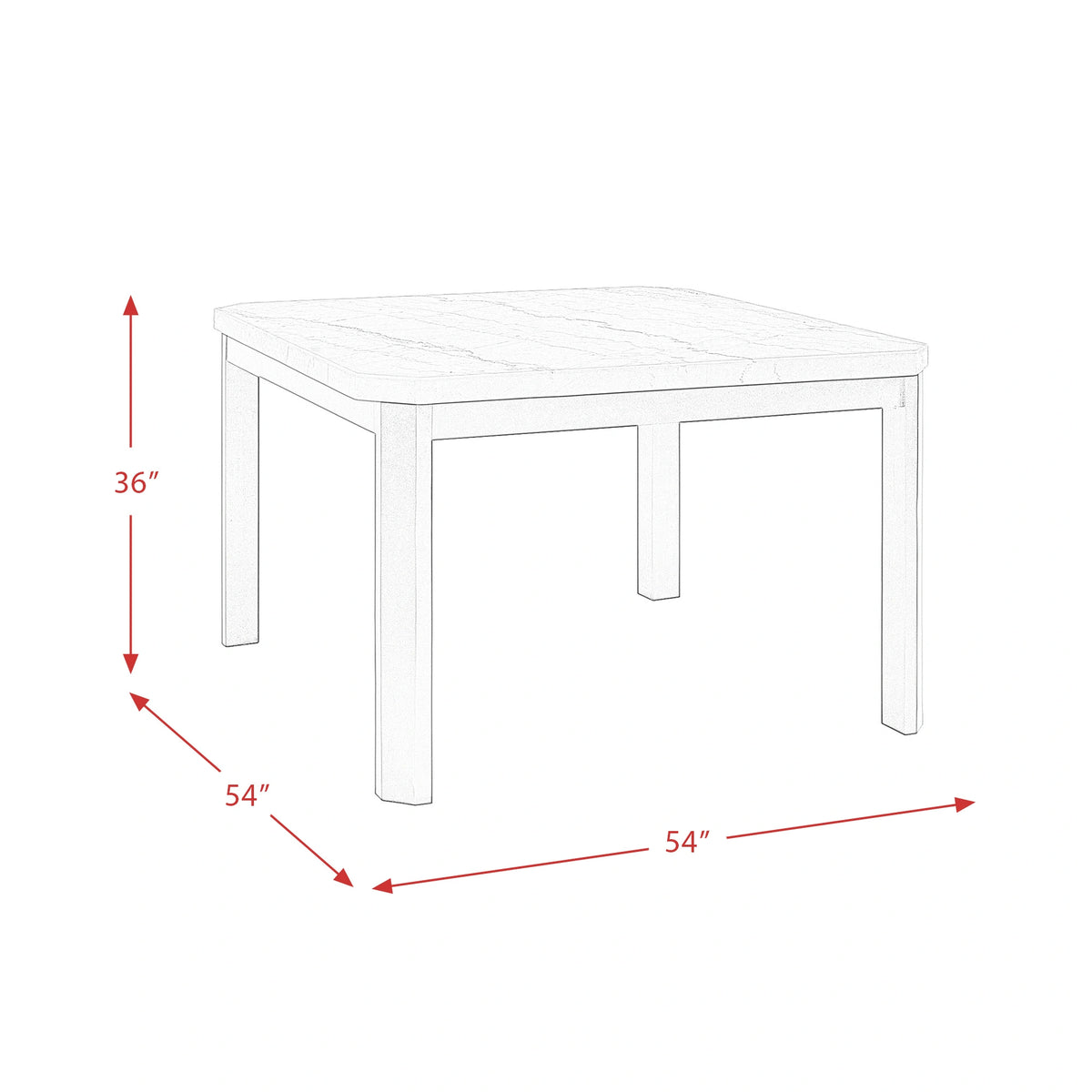 Francesca White Marble Square 5PC Counter Height Dining Set-Table & Four Grey Velvet Chairs