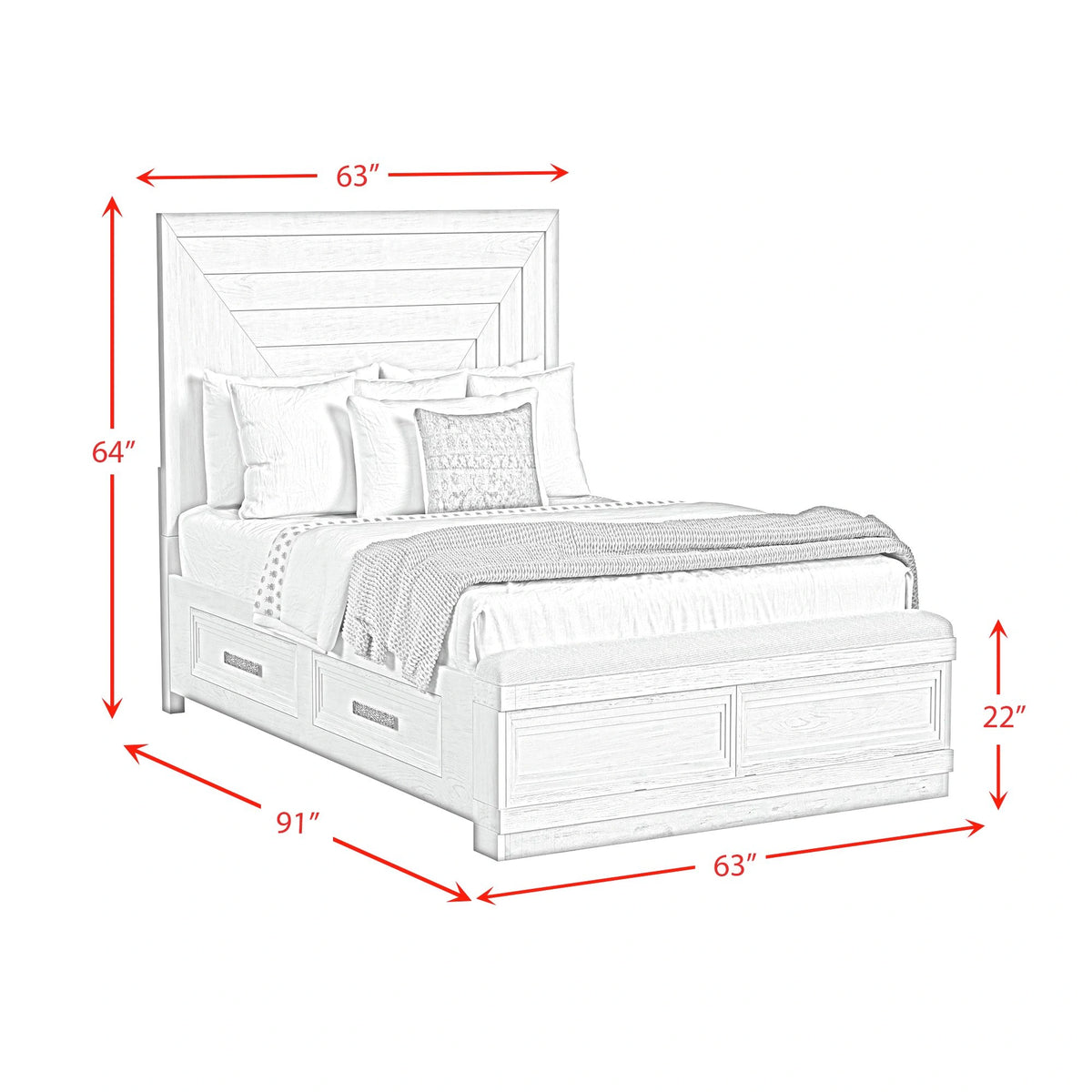 Avalanche Storage Bedroom Set in Antique White