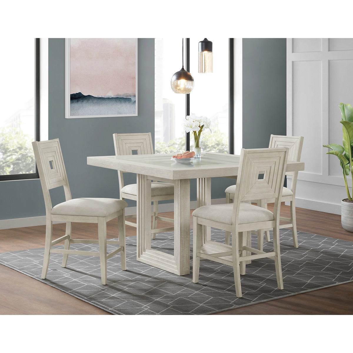 Avalanche Square Counter Table in Antique White