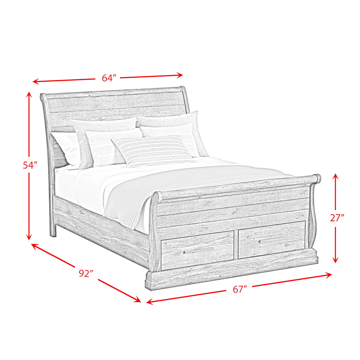 Park Ridge Sleigh Storage Bedroom Set in Charcoal