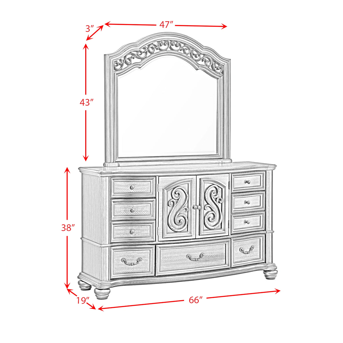 Brunswick Dresser and Mirror Set in Mahogany