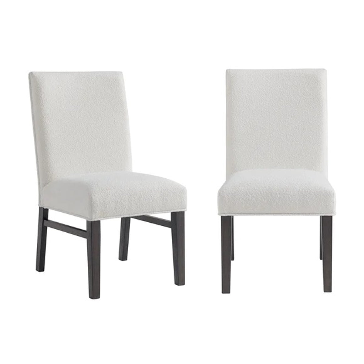 Elements International Breckenridge Dining Side Chair With Boucle Snow (Set of 2) in Black image