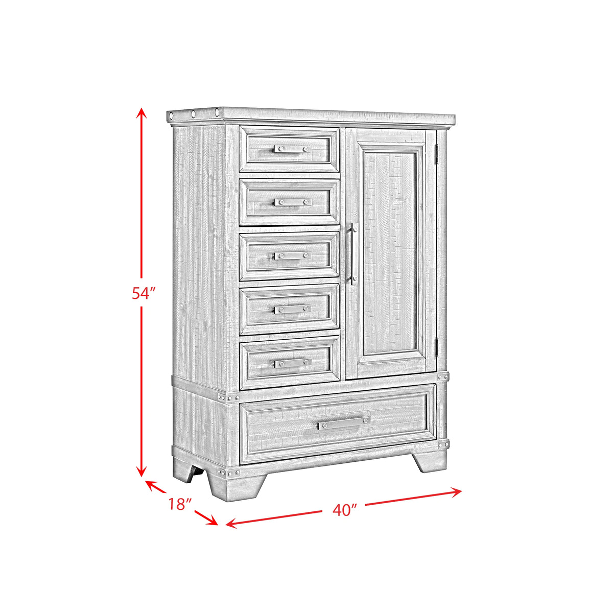 Colorado City 6-Drawer Door Chest in Charcoal