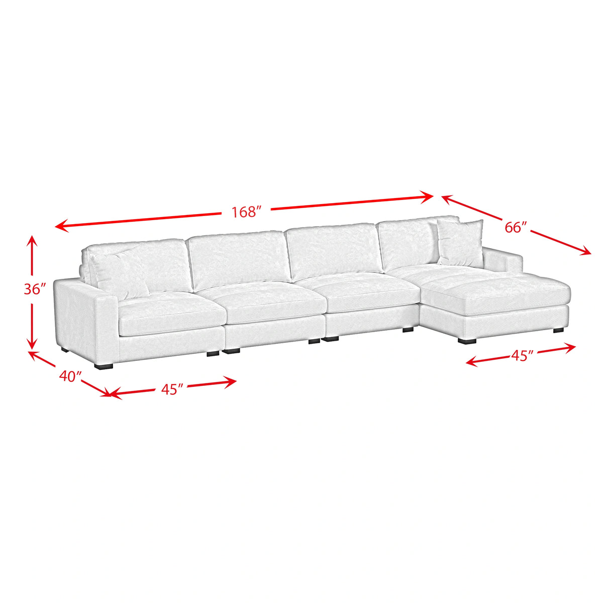 Arizona Modular Sectional Set with RHF Chaise in Steno Beige