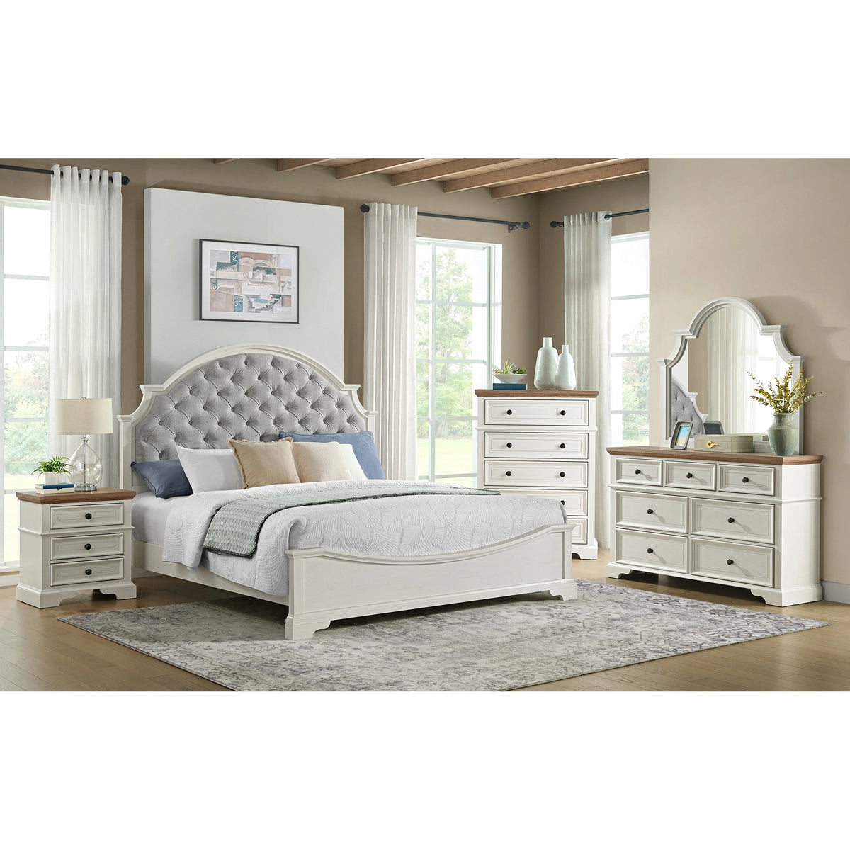Eastwood Youth 7-Drawer Dresser in Brown and Off-White