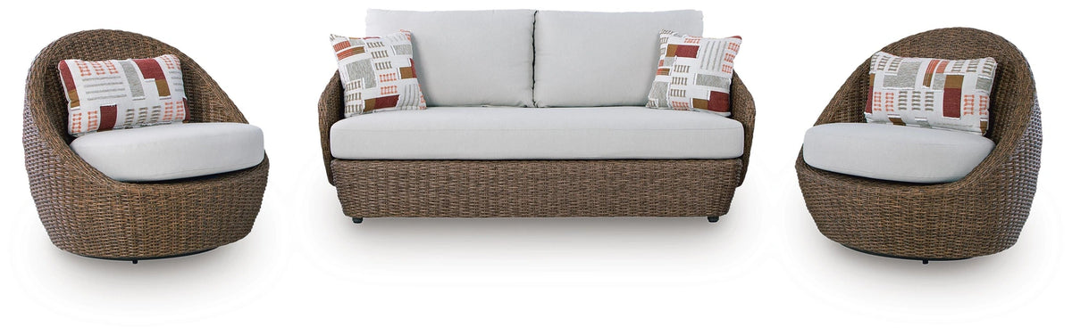Double Point Outdoor Loveseat/2 Swivel Chairs (Set of 3)