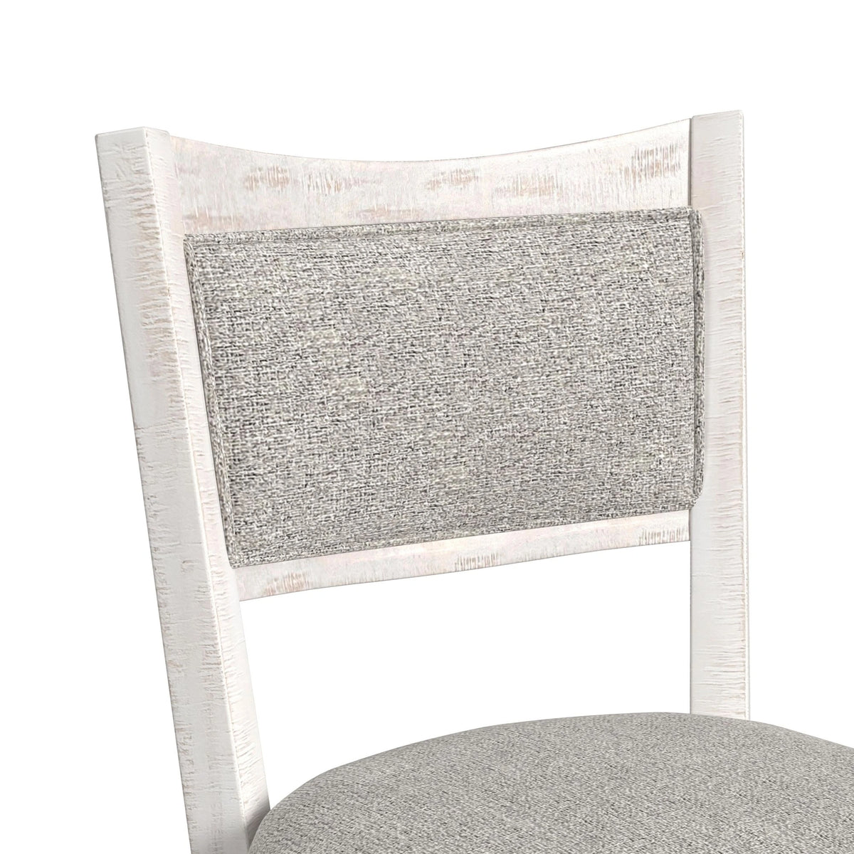 Rogen Rustic Swivel Bar Stool with Grey Fabric in Rustic White (2 Per Carton)