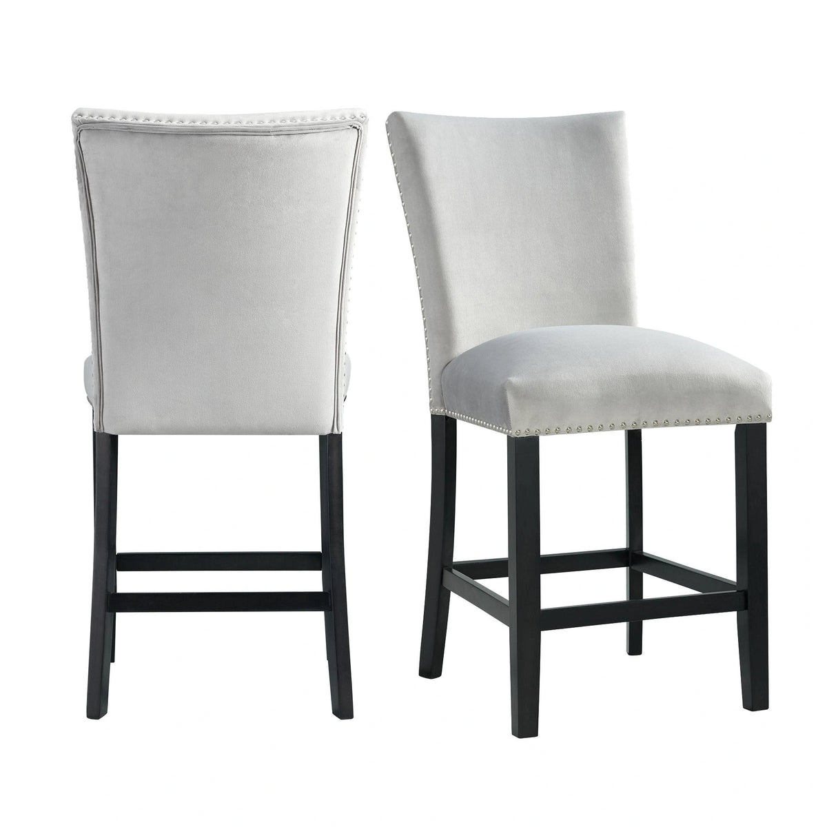 Francesca Gray Velvet Counter Height Chair Set of 2