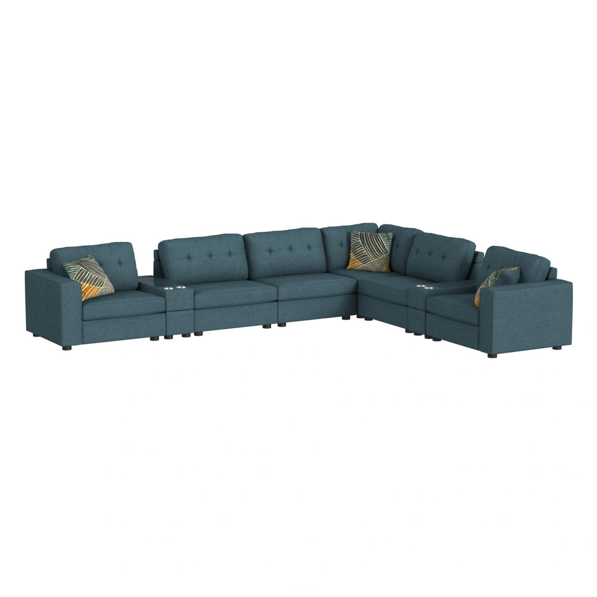 Options One 9PC Living Room Set in Palmer Plus Teal