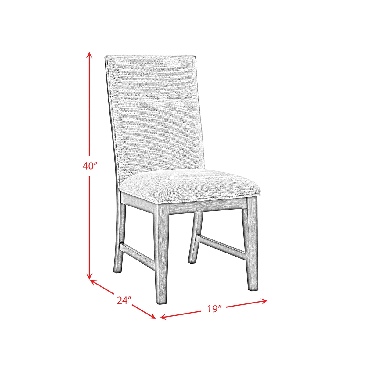 Axel 5PC Standard Height Dining Set in Espresso-Round Table and Four Light Grey Fabric Chairs