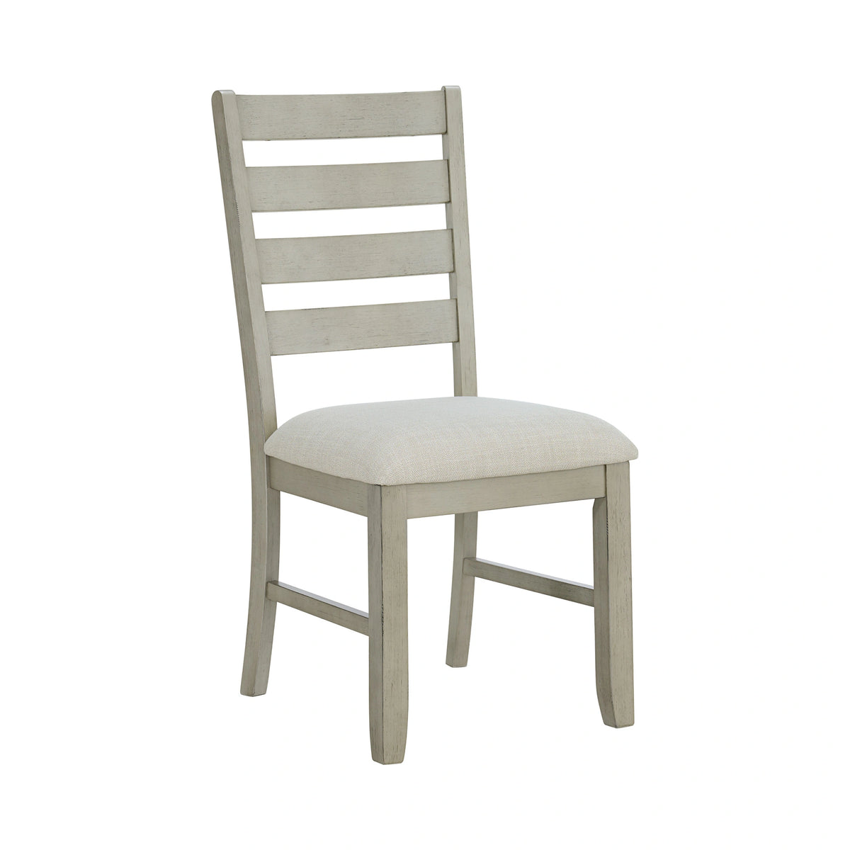 Farmington Ladder Back Dining Side Chair with Light Beige Fabric in Washed Stone (2 Per Carton)