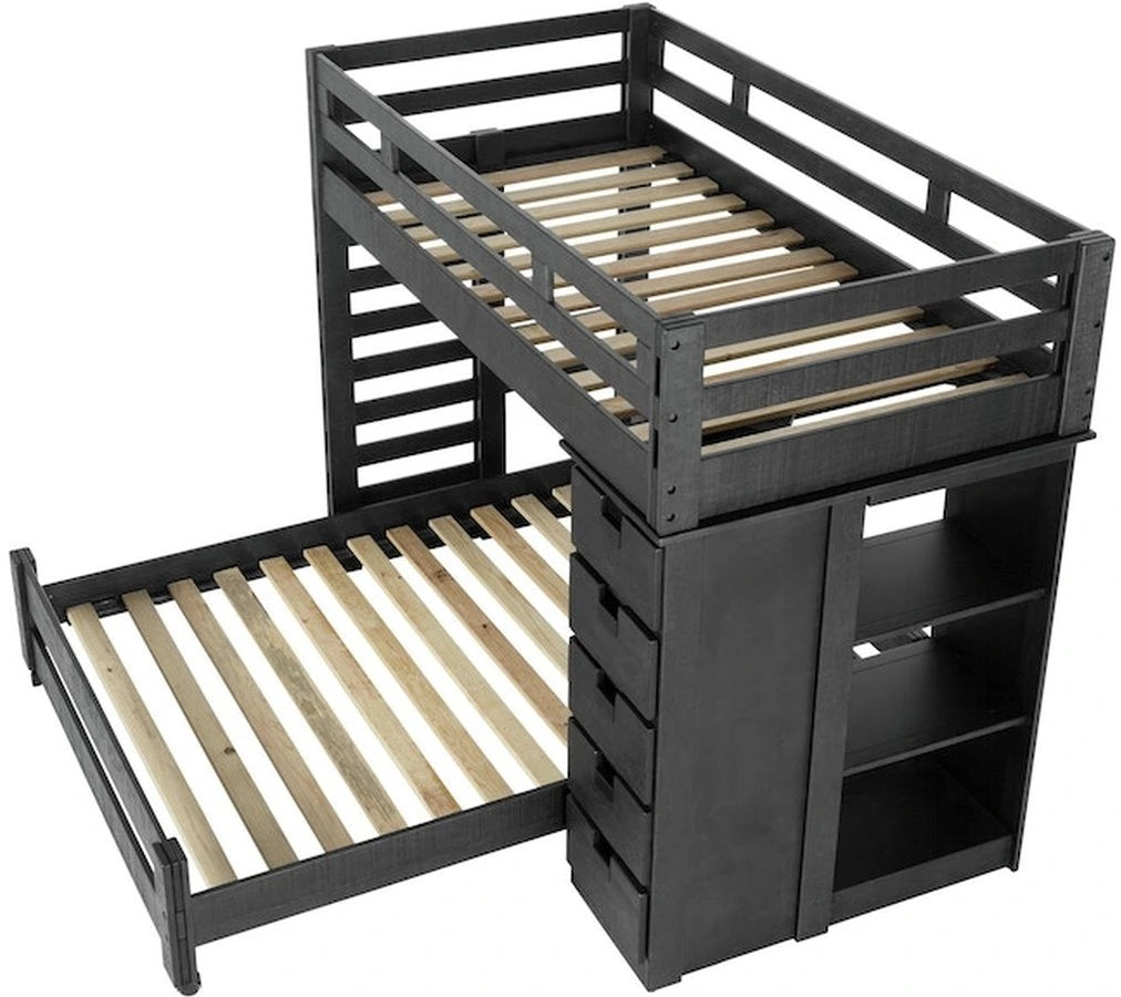 Cali Kids Twin Loft Bookcase Bed in Sleek Gray - Jack’s Furniture and More (Laredo, TX)