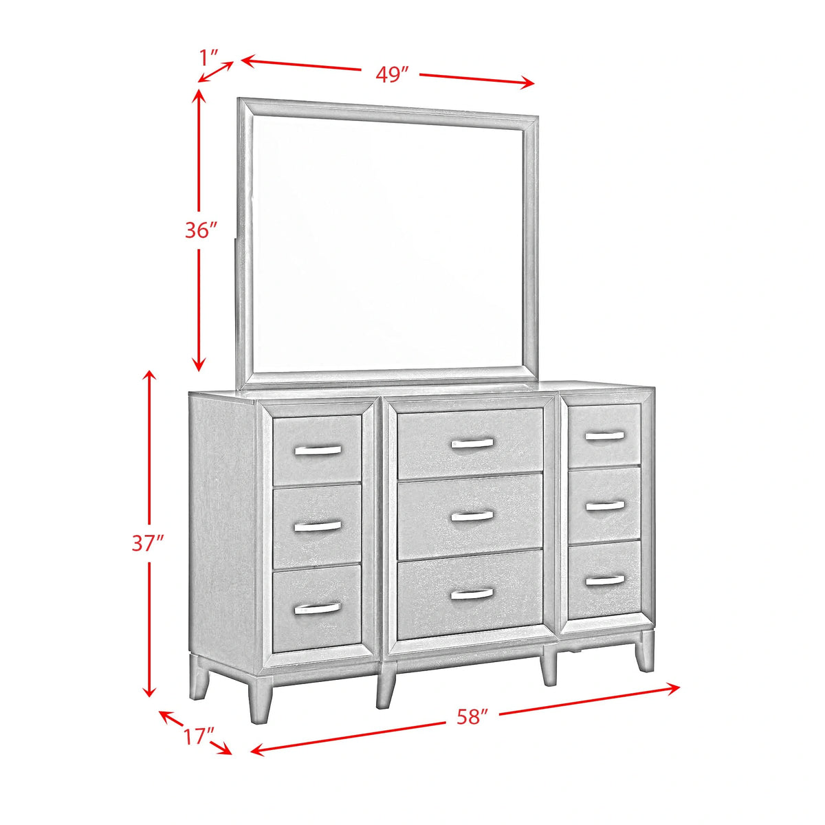 Beaumont Dresser & Mirror in Merlot