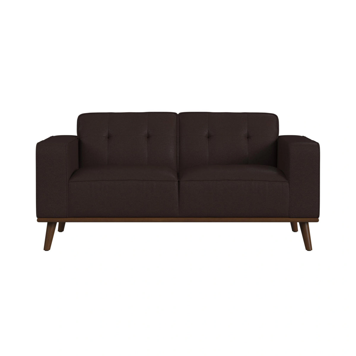 Destiny Loveseat with Wood Front in Pebble Brown