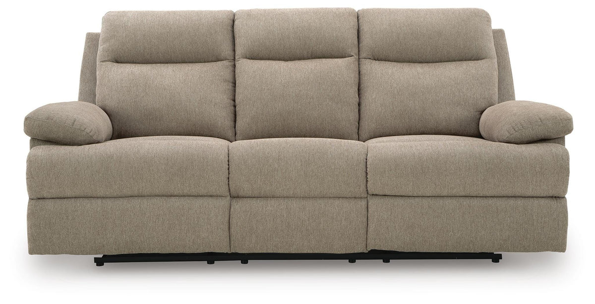 Side-Swipe Reclining Sofa with Drop Down Table