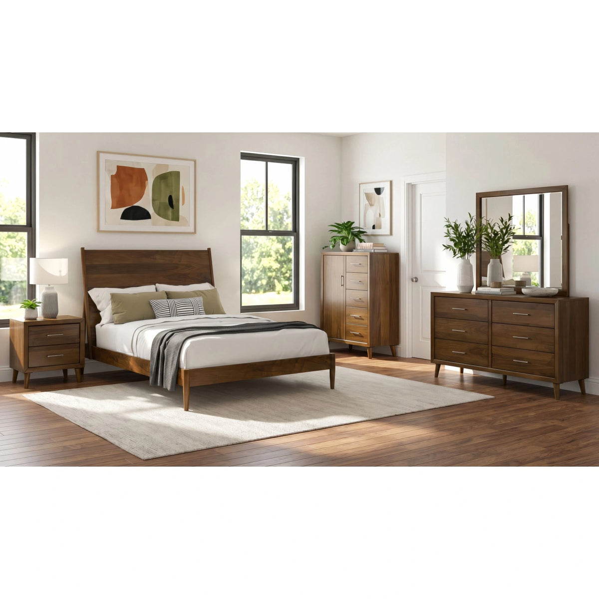 Malibu Panel Bedroom Set in Walnut
