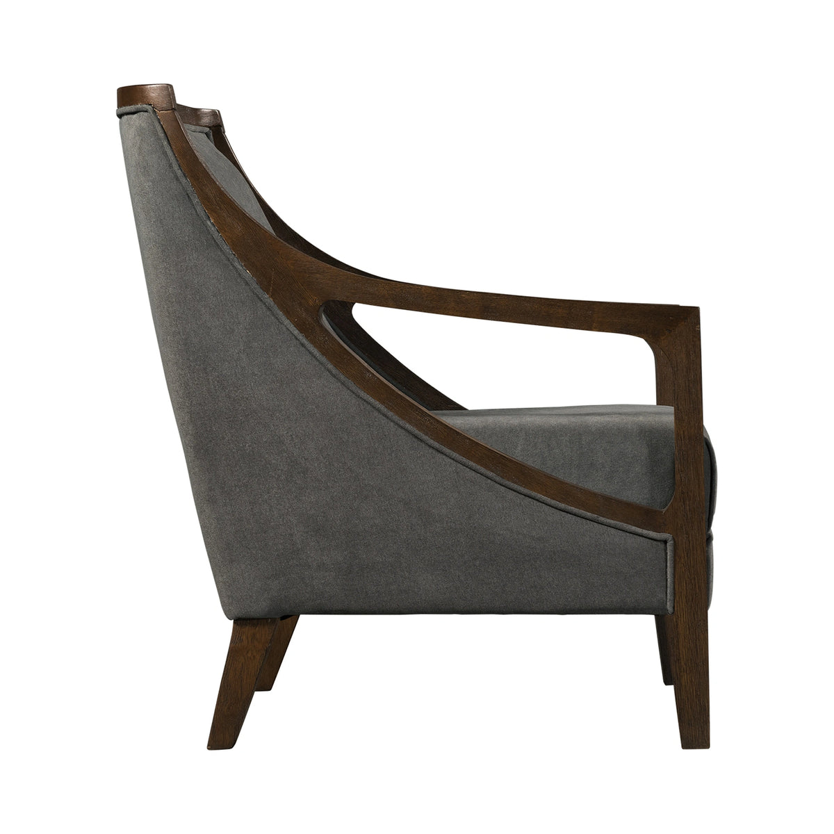 Hopkins Chair w/Brown Arm Columbia Charcoal