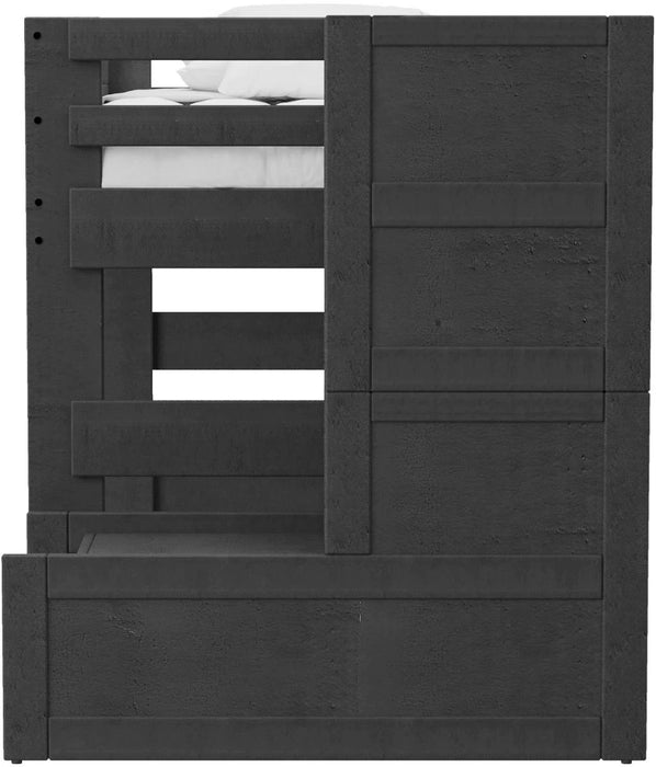 Cali Kids Twin Junior Loft Bed with Staircase in Sleek Gray - Jack’s Furniture and More (Laredo, TX)