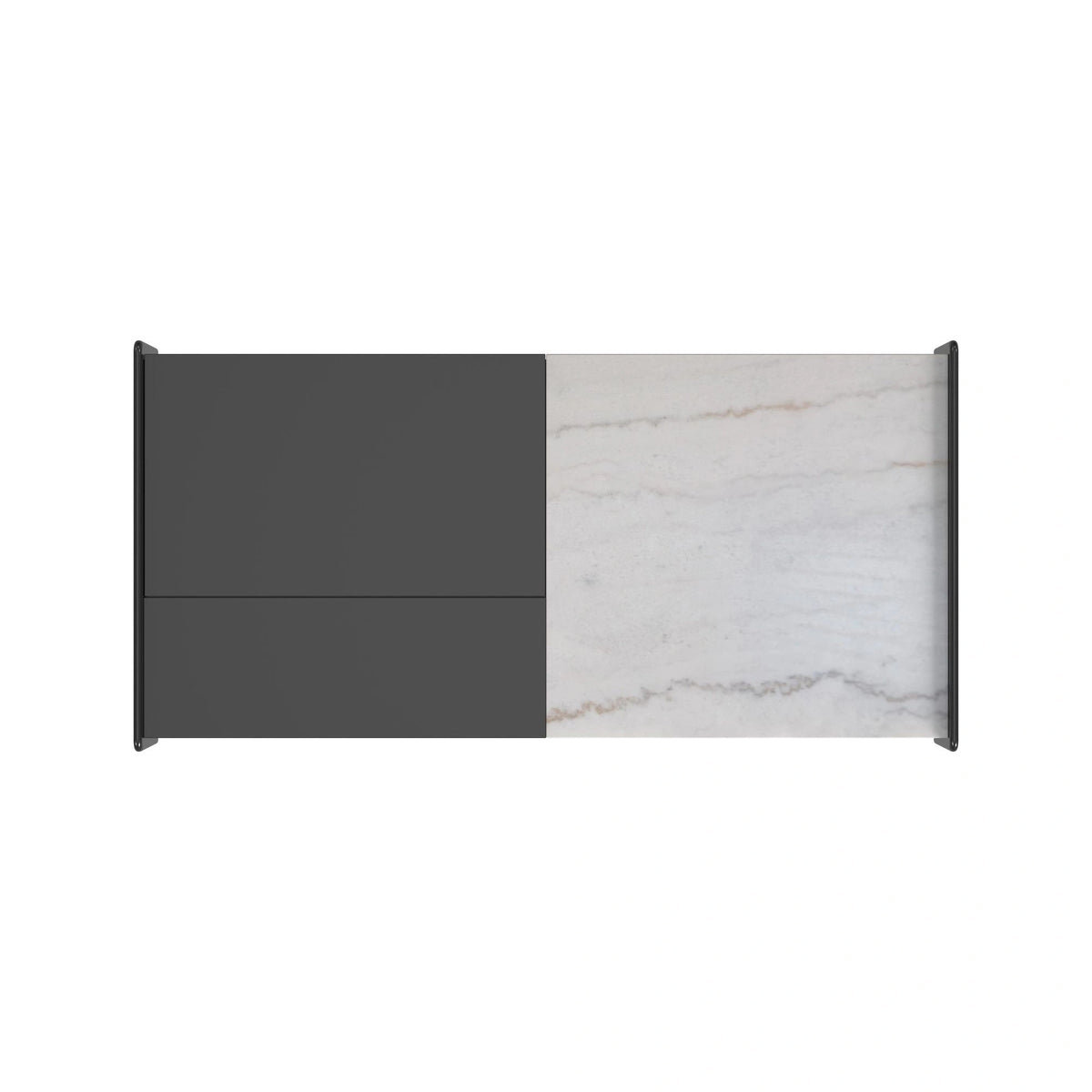 Lanette Coffee Table with White Marble and Lift-Top in Black