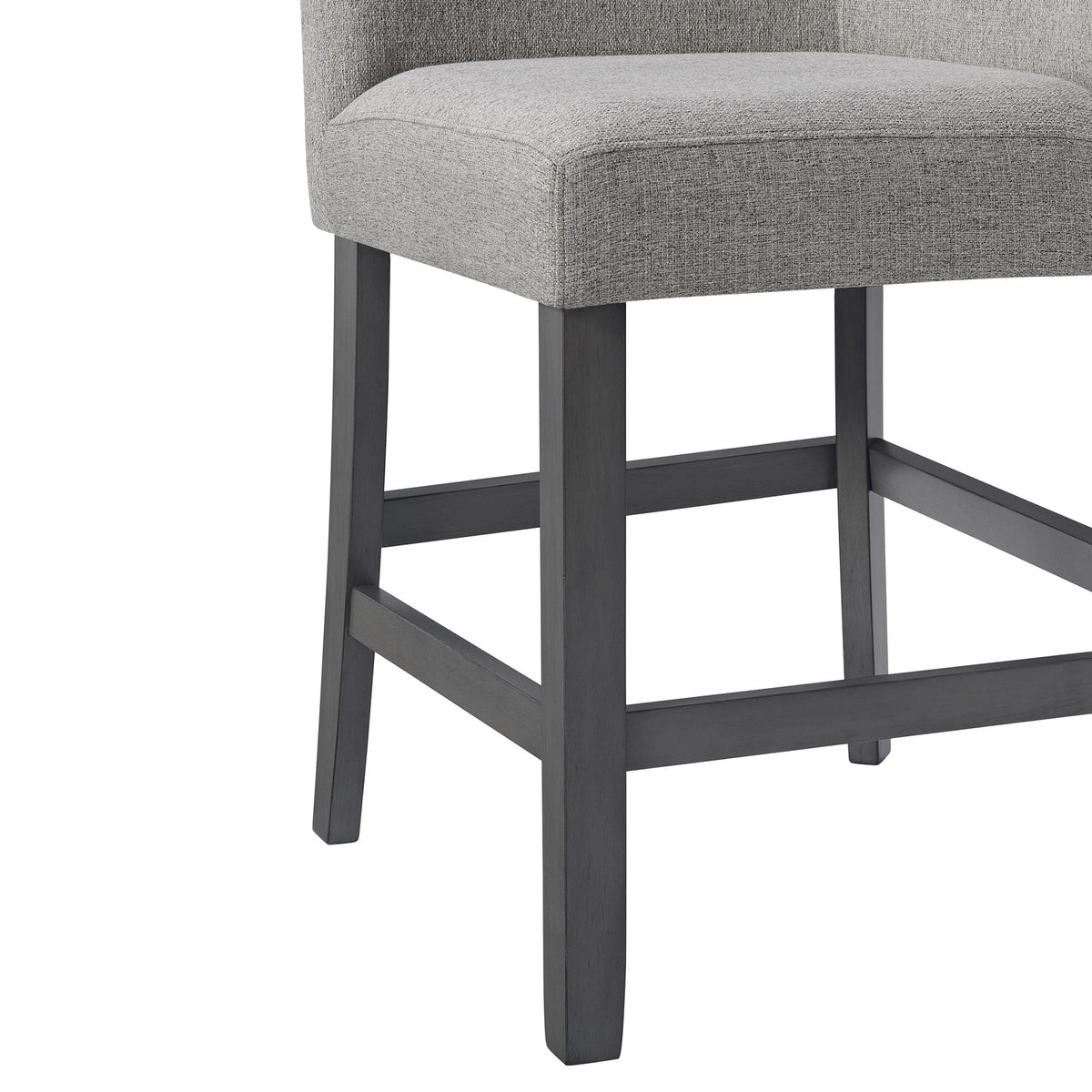 Seneca Counter Corner Bench with Upholstered Back and Grey Fabric