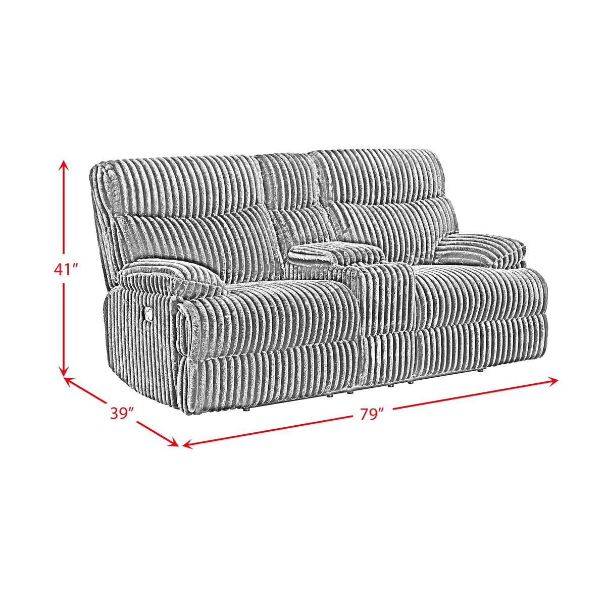 Admiral 3PC Living Room Set in Masis Black-Sofa, Loveseat & Recliner