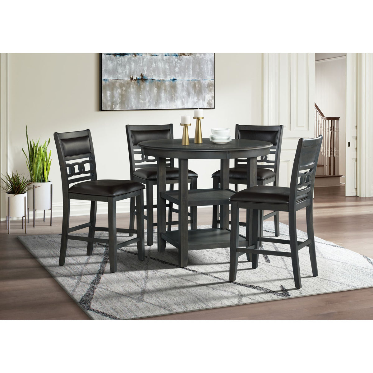 Amherst Counter Side Chair W/Fabric Cushion Grey Finish (2 Per Pack)