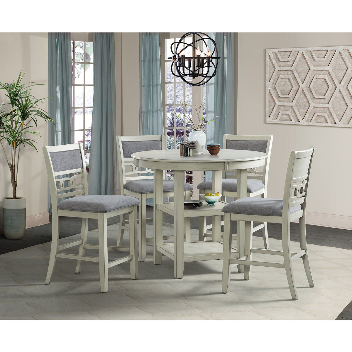 Amherst Counter Table w/Wood Leg White Finish