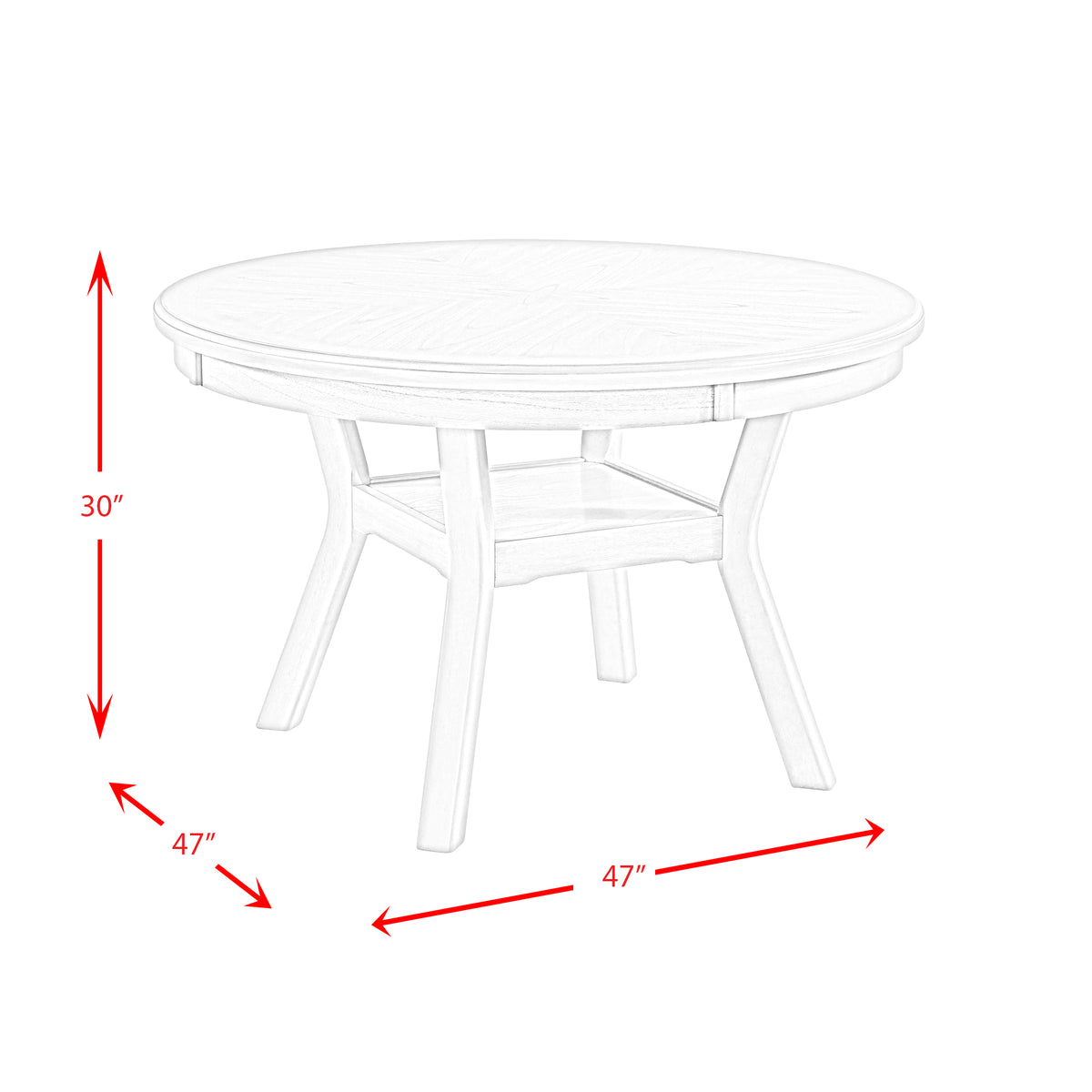 Amherst Dining Table w/Wood Leg White Finish