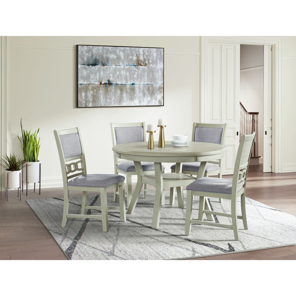 Amherst Dining Table w/Wood Leg White Finish