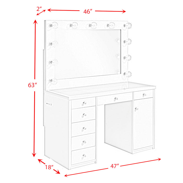 Amia Complete Dressing Table with Lightbulbs - Jack’s Furniture and More (Laredo, TX)