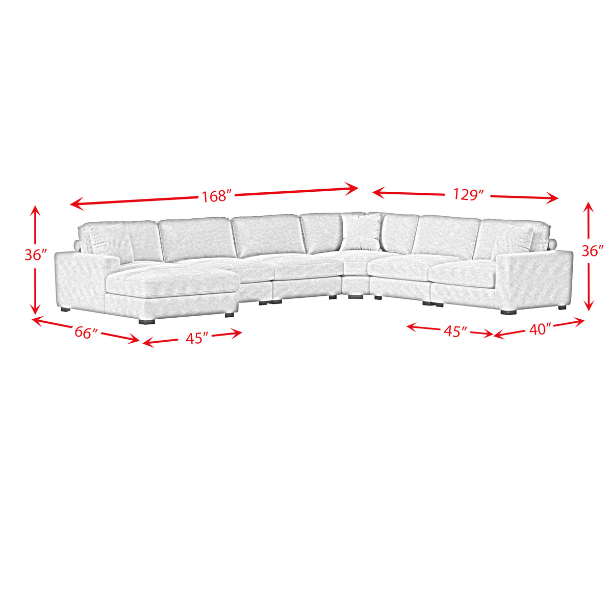 Arizona 7PC Sectional Set with LHF Chaise in Steno Black