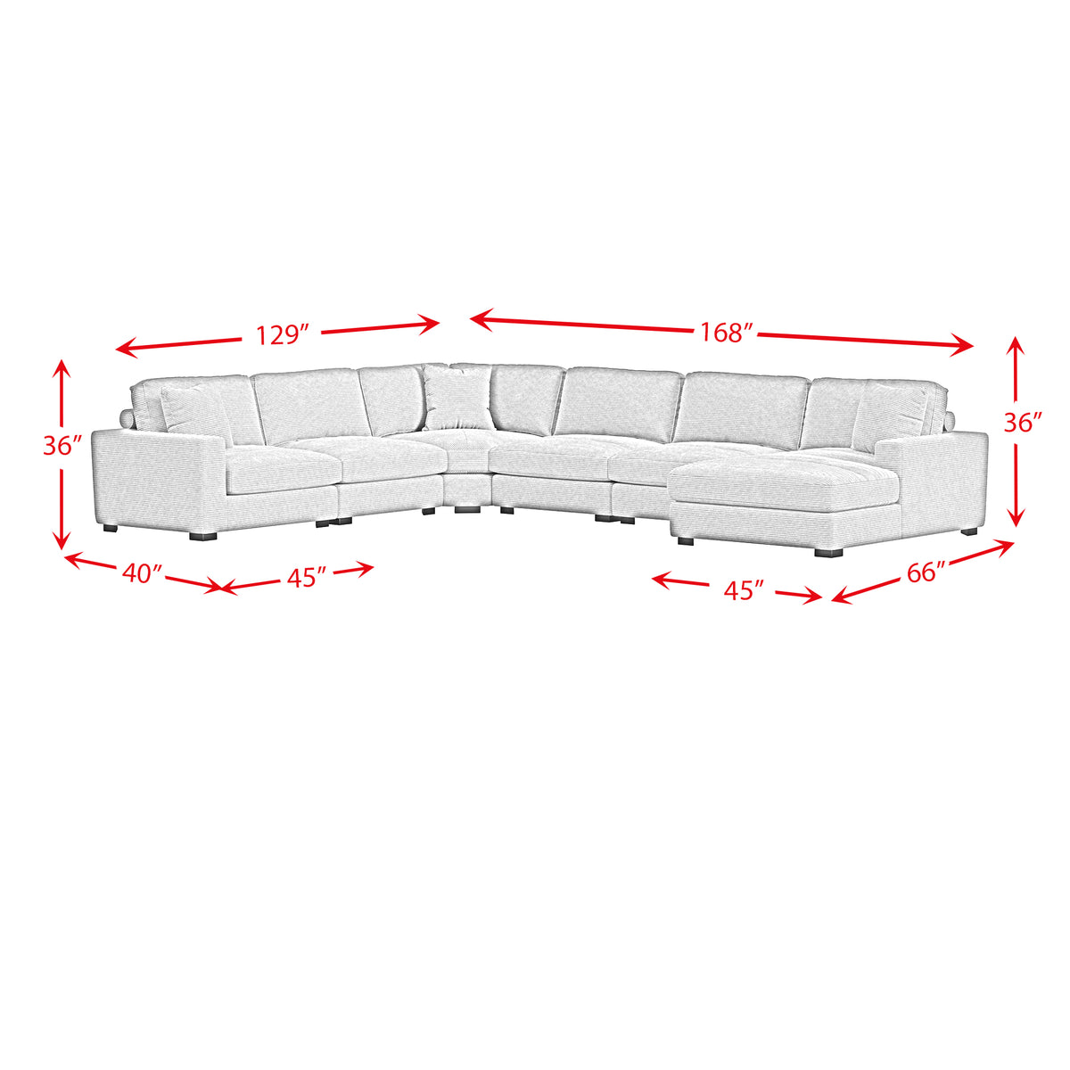 Arizona 7PC Sectional Set with RHF Chaise in Steno Black