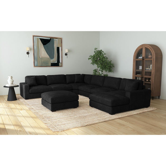 Arizona 7PC Sectional Set with RHF Chaise in Steno Black - Jack’s Furniture and More (Laredo, TX)