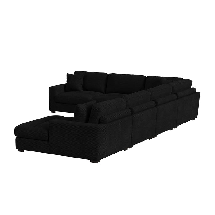 Arizona 6PC Sectional Set with RHF Chaise in Steno Black - Jack’s Furniture and More (Laredo, TX)