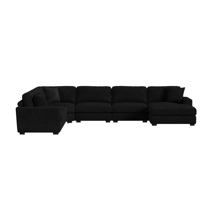 Arizona 6PC Sectional Set with RHF Chaise in Steno Black - Jack’s Furniture and More (Laredo, TX)