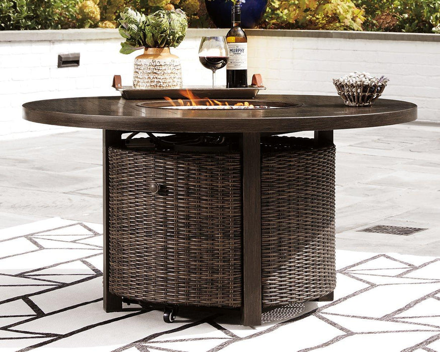 Paradise Trail Paradise Trail Fire Pit Table with 4 Nuvella Swivel Lounge Chairs - Jack’s Furniture and More (Laredo, TX)