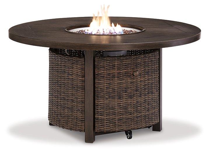 Paradise Trail Paradise Trail Fire Pit Table with 4 Nuvella Swivel Lounge Chairs - Jack’s Furniture and More (Laredo, TX)