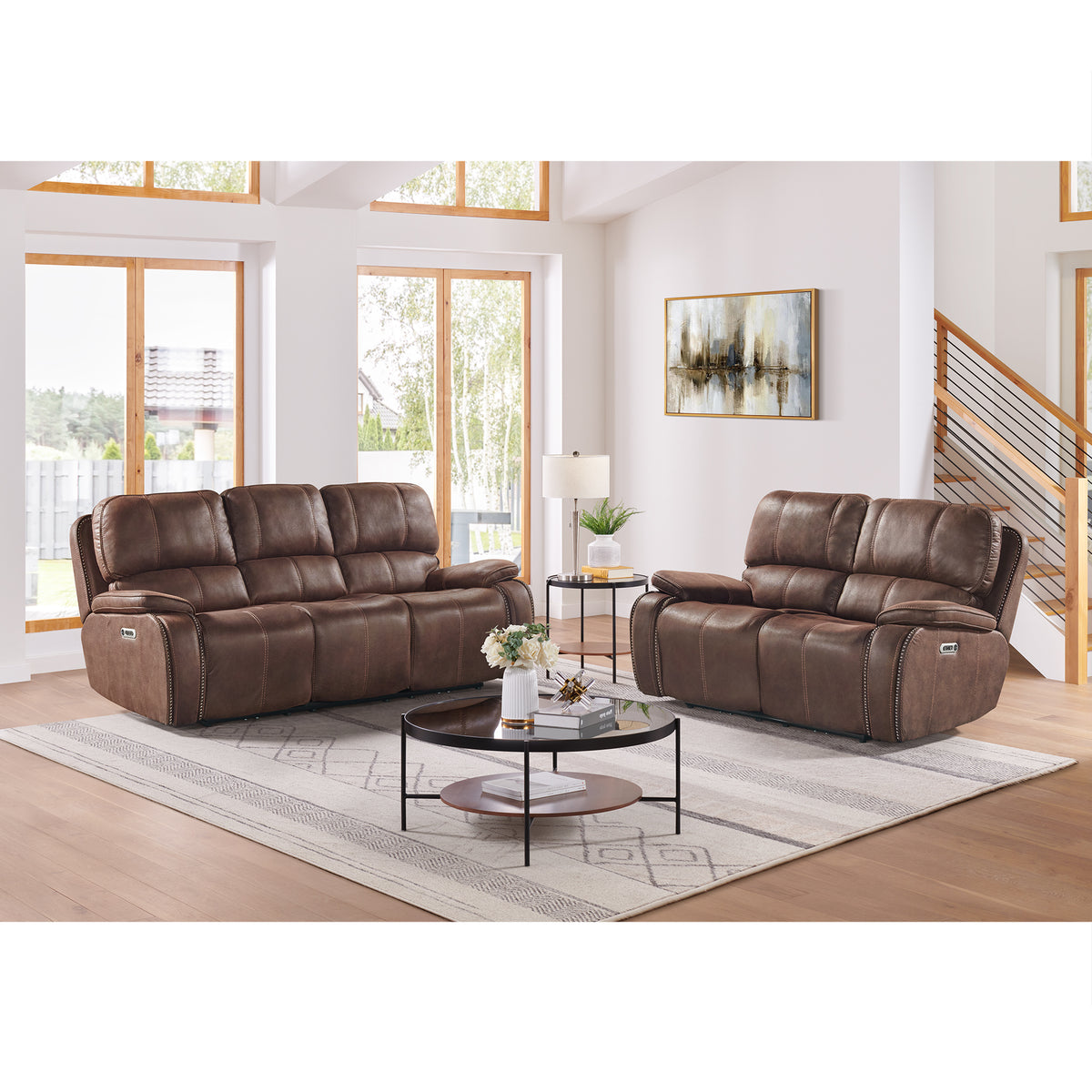 Atlantis Power Motion Sofa with Power Motion Head Recliner in Heritage Brown - Jack’s Furniture and More (Laredo, TX)