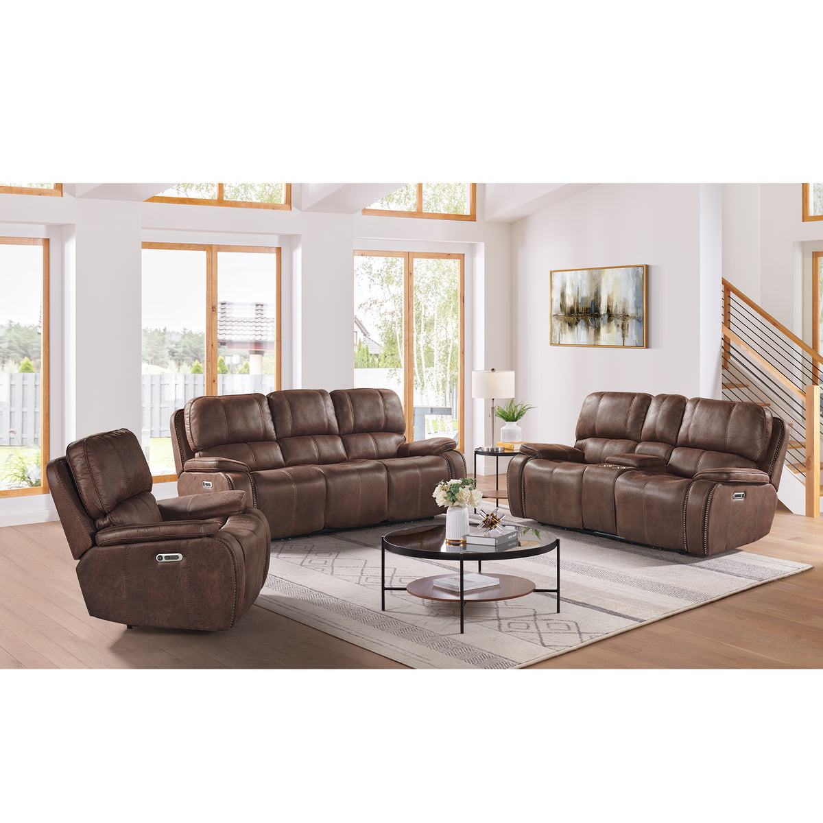 Atlantis Power Motion Sofa with Power Motion Head Recliner in Heritage Brown - Jack’s Furniture and More (Laredo, TX)
