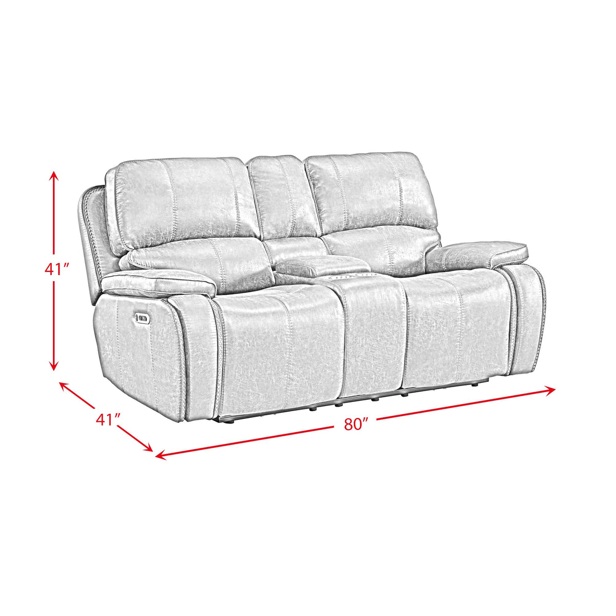 Atlantis Power Motion Loveseat with Power Motion Head Recliner & Console in Heritage Brown