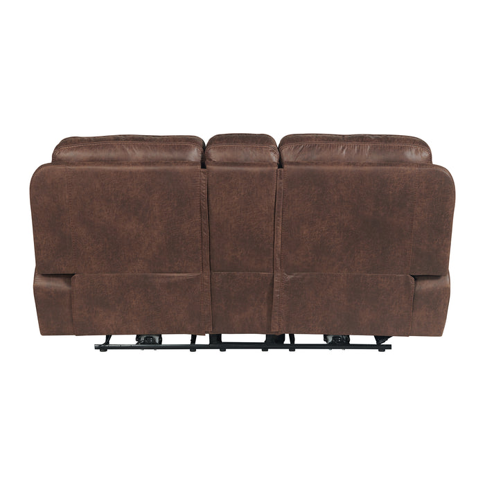 Atlantis Power Motion Loveseat with Power Motion Head Recliner & Console in Heritage Brown - Jack’s Furniture and More (Laredo, TX)