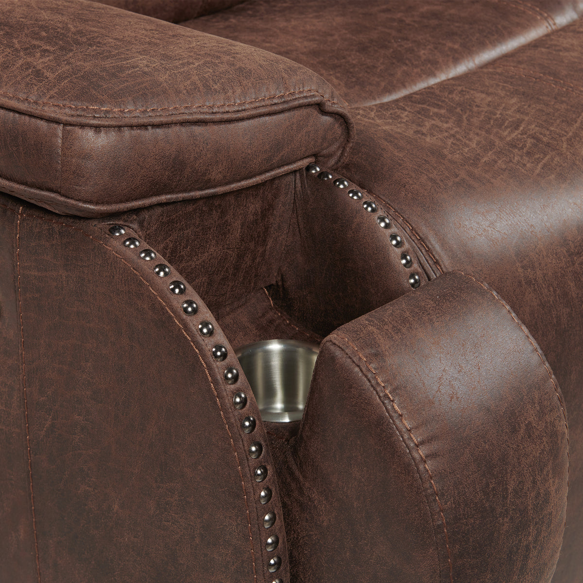 Atlantis Power Motion Sofa with Power Motion Head Recliner in Heritage Brown - Jack’s Furniture and More (Laredo, TX)