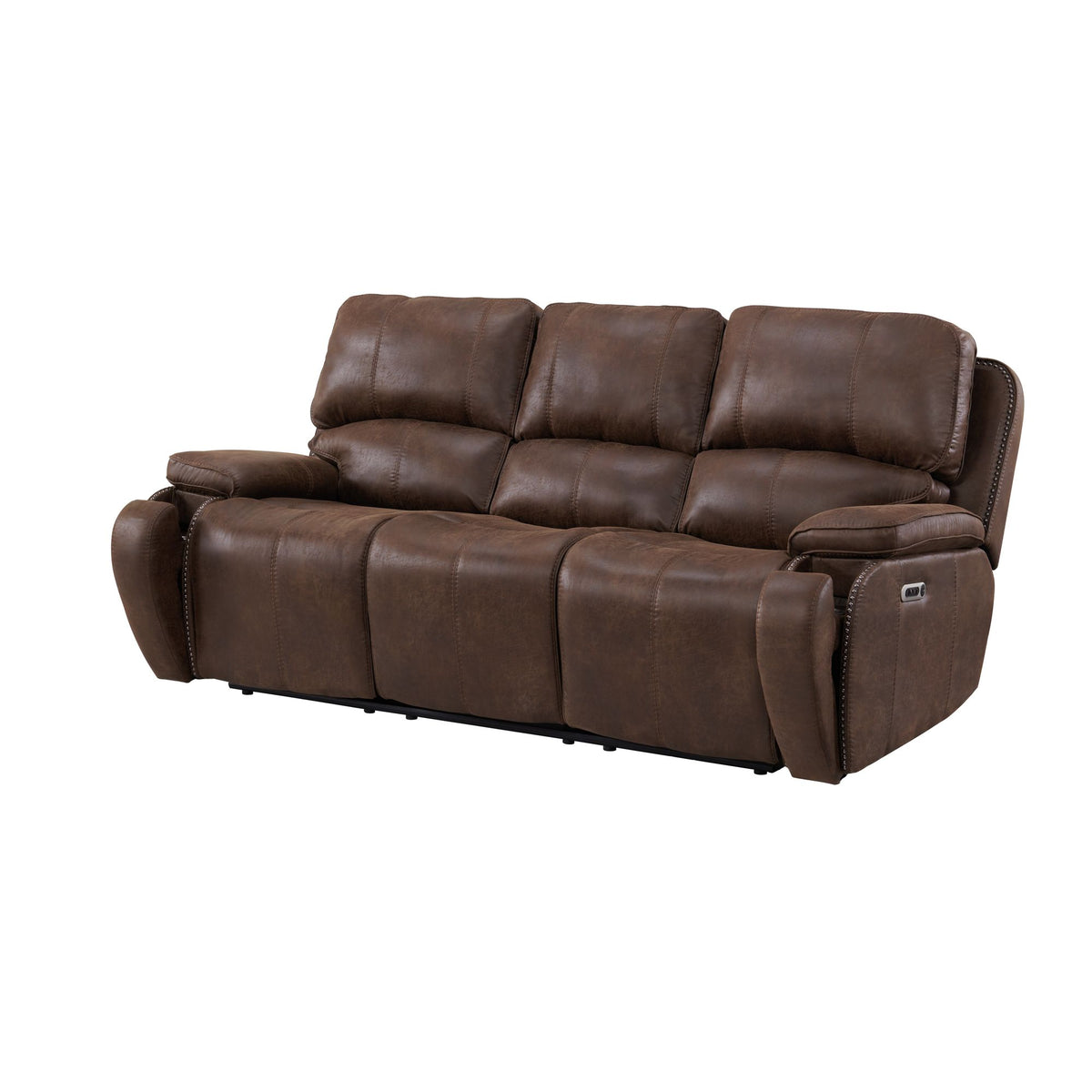 Atlantis Power Motion Sofa with Power Motion Head Recliner in Heritage Brown - Jack’s Furniture and More (Laredo, TX)