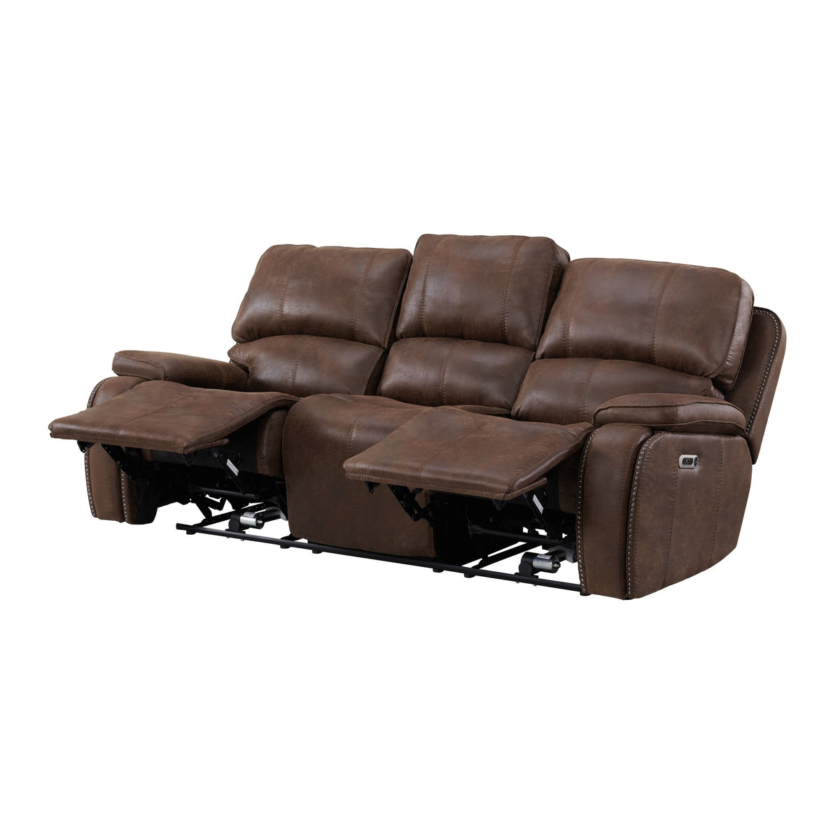 Atlantis Power Motion Sofa with Power Motion Head Recliner in Heritage Brown - Jack’s Furniture and More (Laredo, TX)