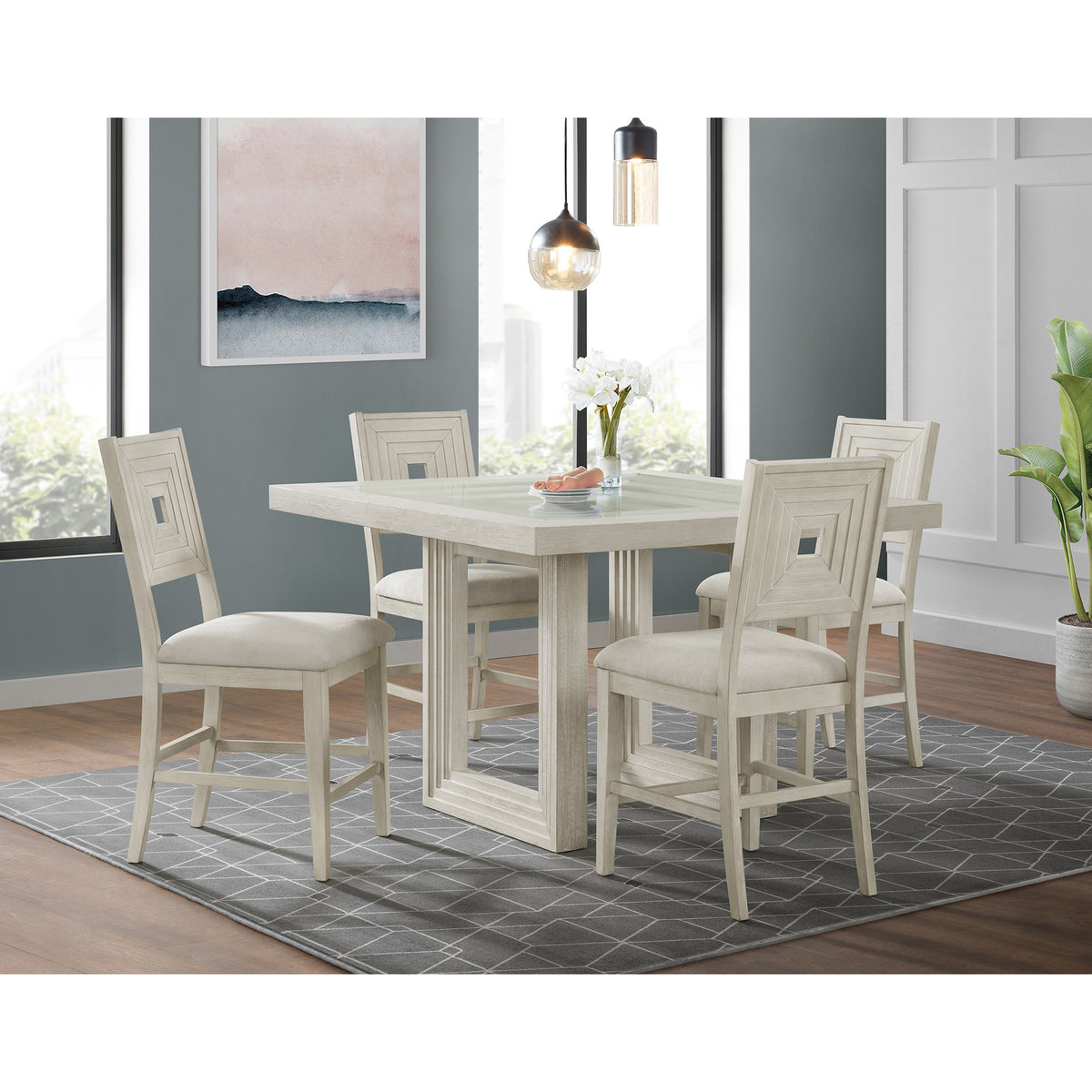 Avalanche Square Counter Table in Antique White - Jack’s Furniture and More (Laredo, TX)